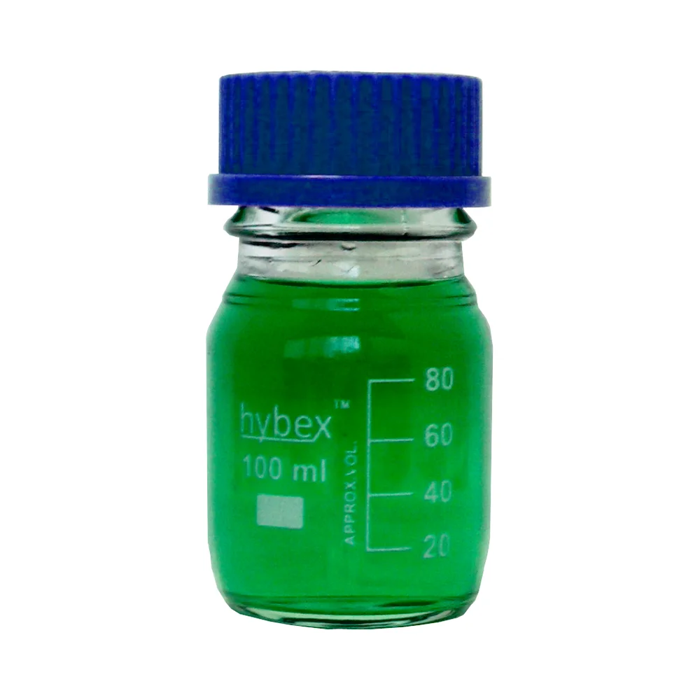 hybex Media Storage Bottle, 100 mL with GL45 Blue Cap, 10/pk - Laboratory Equipment | Legacy Lab Supplies