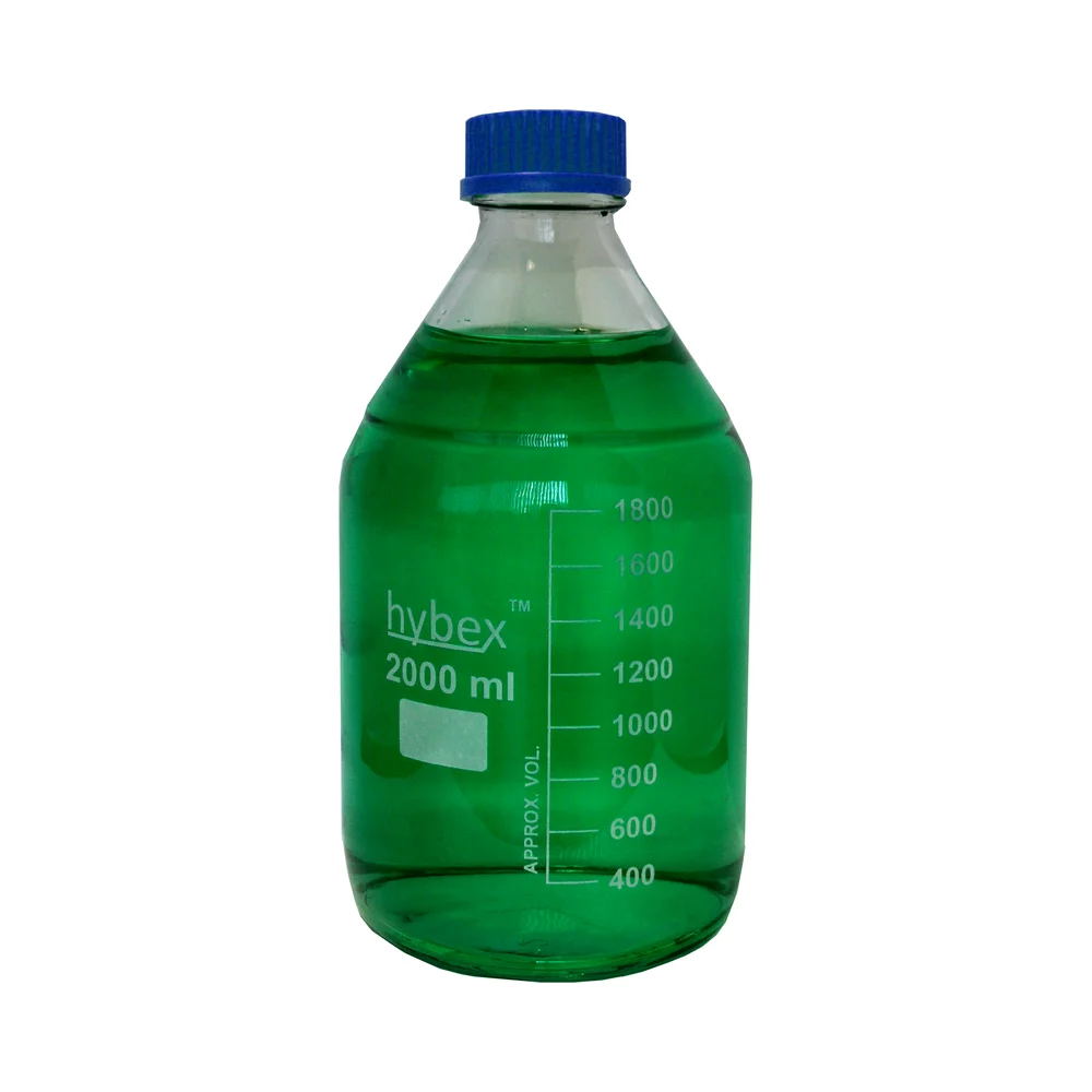hybex Media Storage Bottle, 2000 mL with GL45 Blue Cap, 5/pk - Laboratory Equipment | Legacy Lab Supplies