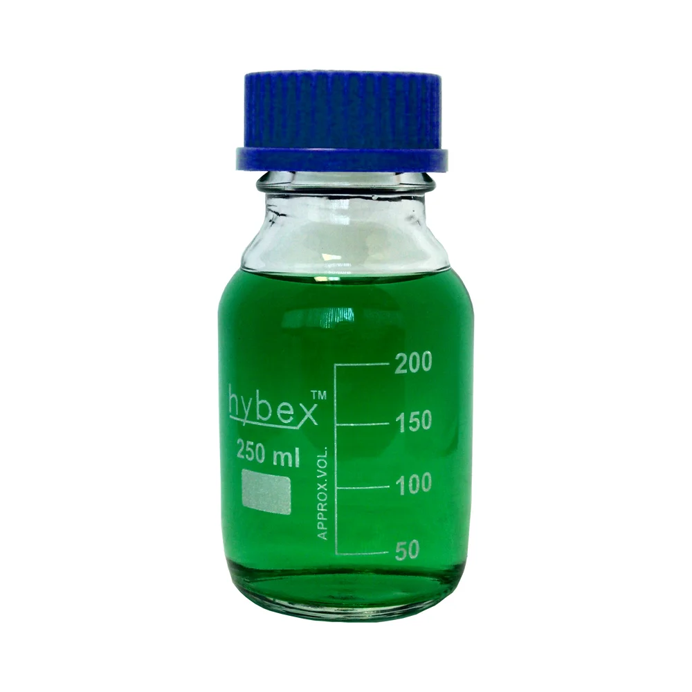 hybex Media Storage Bottle, 250 mL with GL45 Blue Cap, 10/pk - Laboratory Equipment | Legacy Lab Supplies