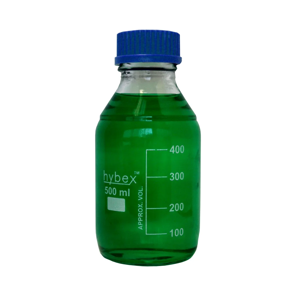 hybex Media Storage Bottle, 500 mL with GL45 Blue Cap, 10/pk - Laboratory Equipment | Legacy Lab Supplies