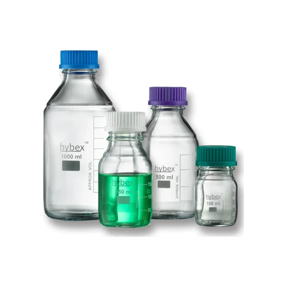 hybex Media Storage Bottle STARTER PACK with GL45 Blue Caps - Laboratory Equipment | Legacy Lab Supplies