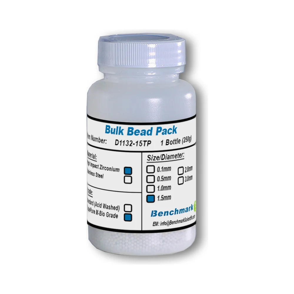 Bulk Beads — Zirconium, 1.5 mm Triple-Pure, 250 g - Laboratory Equipment | Legacy Lab Supplies