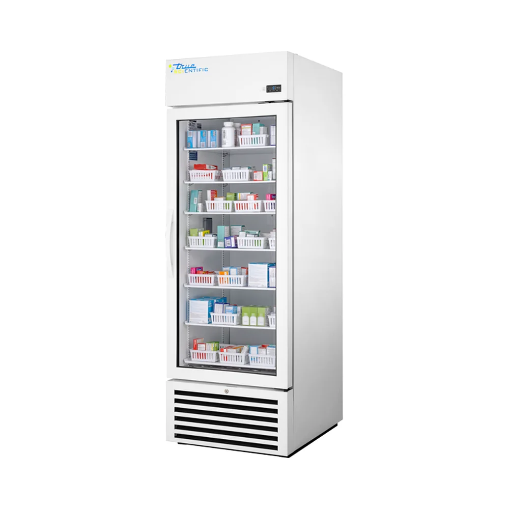 True Scientific TSCI-550PR-SWG-R-WW-1A 2°C to 8°C Pharmacy Refrigerator, 550.4 L / 19.44 cu ft, Swing Glass Door - Laboratory Equipment | Legacy Lab Supplies