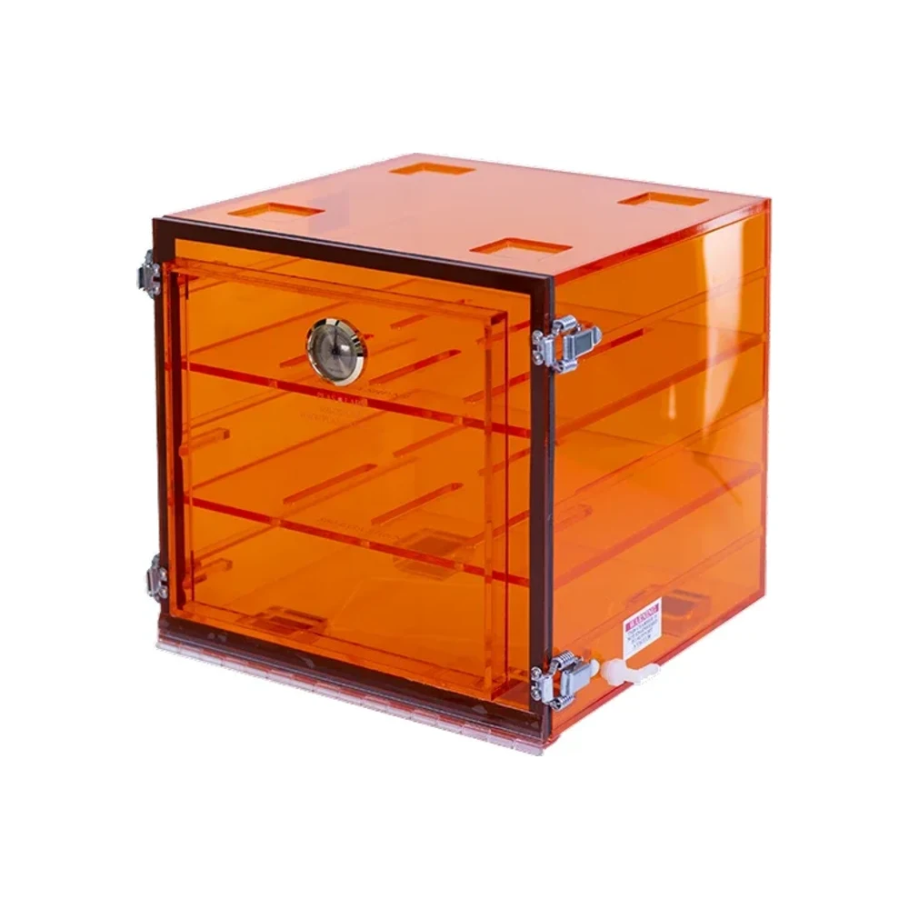 Yamato PLA-860CGANS Amber Acrylic Desiccator, 12" × 12" × 12", One Cubicle - Laboratory Equipment | Legacy Lab Supplies