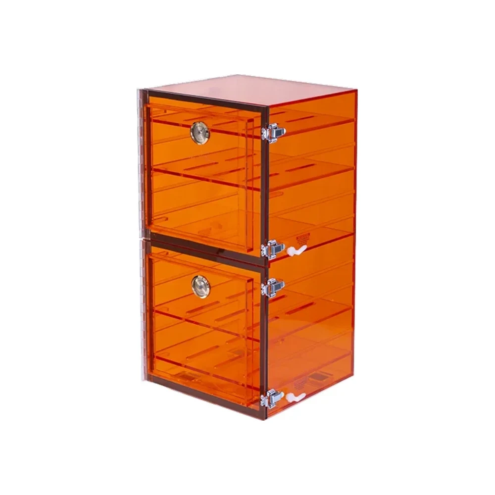 Yamato PLA-861CGANS Amber Acrylic Desiccator, 12" × 12" × 24", Two Cubicles - Laboratory Equipment | Legacy Lab Supplies