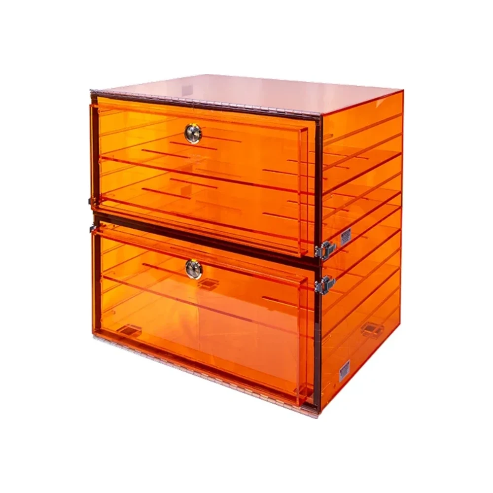 Yamato PLA-863CGANS Amber Acrylic Desiccator, 24" ร 18" ร 24", Two Cubicles - Laboratory Equipment | Legacy Lab Supplies